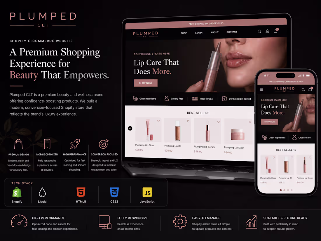 Cover image for Luxury Shopify Development for Plumped CLT