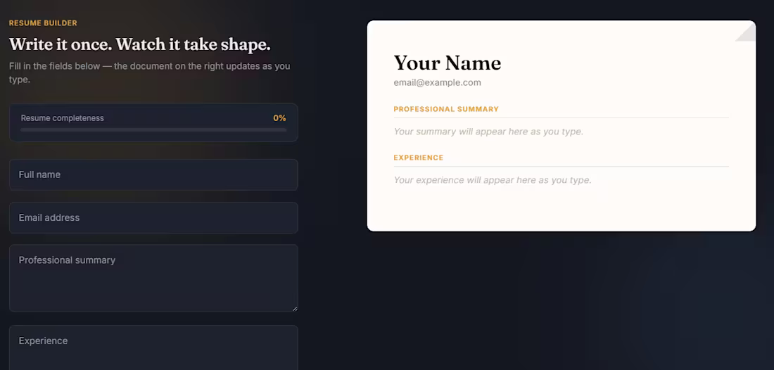 Cover image for ResumeForge — Dynamic Resume Generation