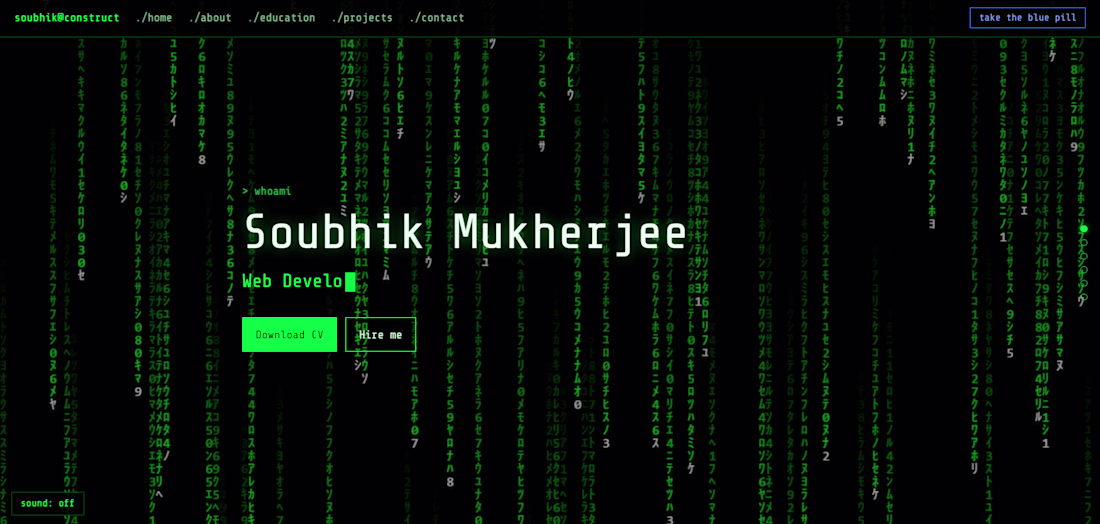 Cover image for Interactive Next.js Matrix / Terminal Developer Portfolio