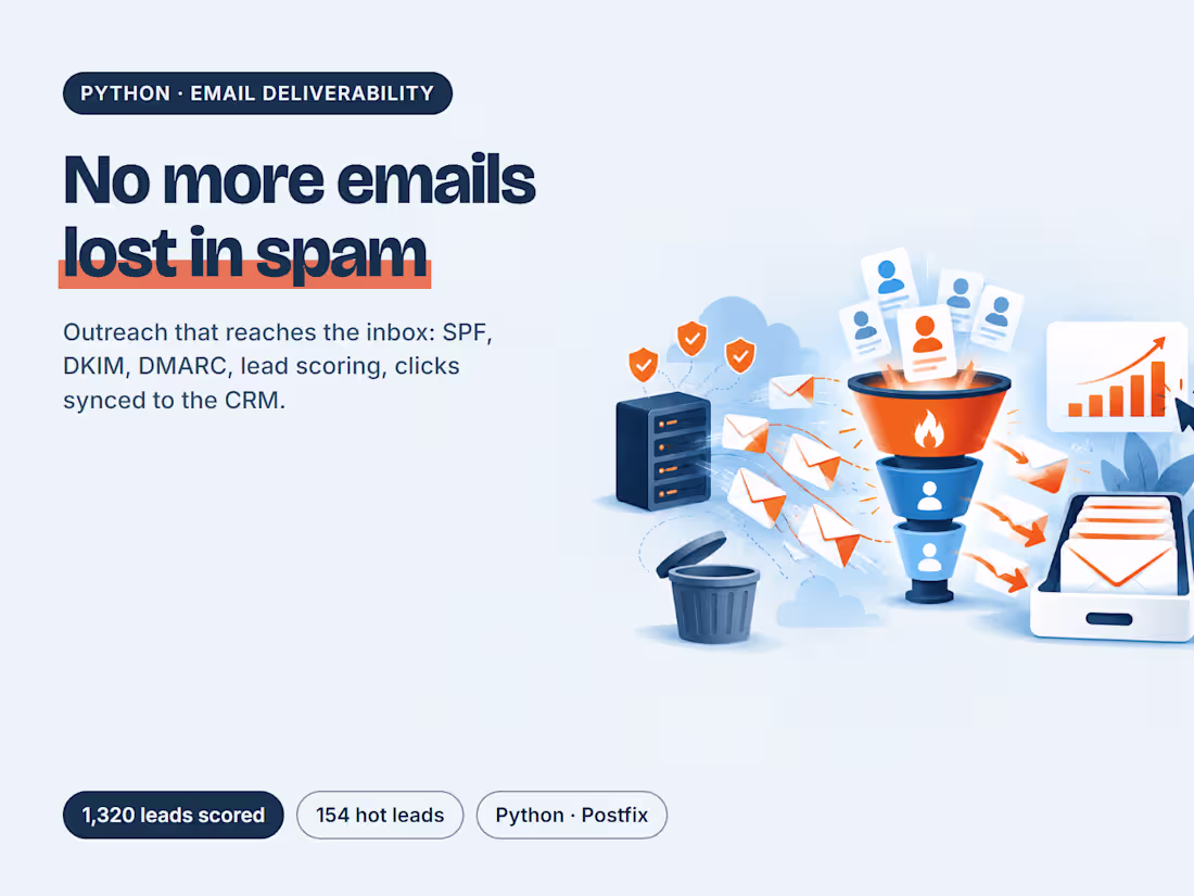 Cover image for Cold Email Pipeline in Python: 1,320 Leads Scored, Inbox-Tested