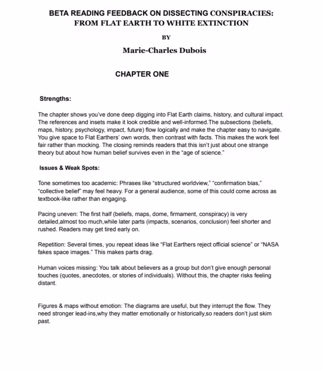 Cover image for Beta reading feedback for a