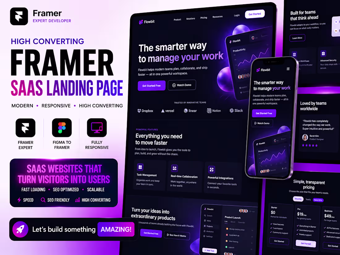 Cover image for High Converting Framer Saas Landing Page
