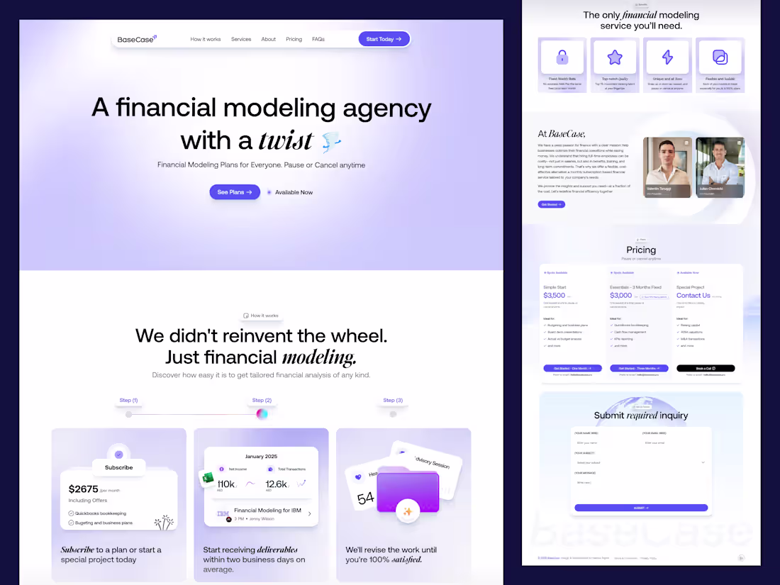 Cover image for Finance Management Agency Landing Page Design for BaseCase Pro