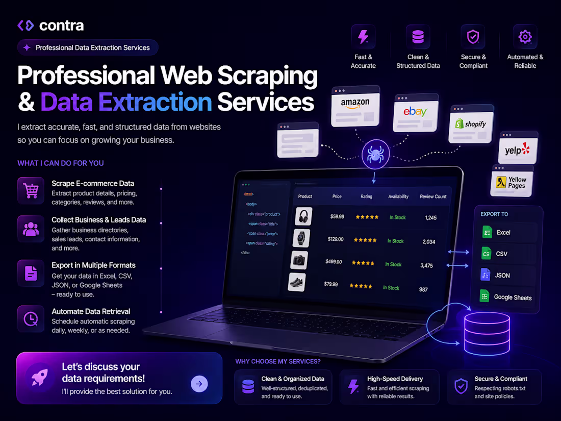 Cover image for Professional Web Scraping & Data Extraction Services