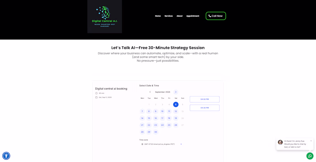 Cover image for Website calendar for Digital Central AI.