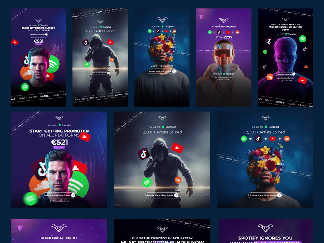 Cover image for Meta Ads Creative Design for Music Marketing Agency