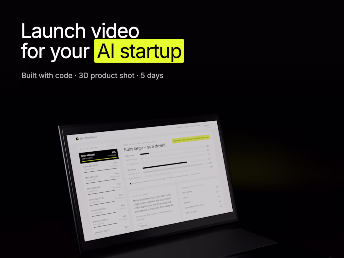 Cover image for Launch video for your AI startup, built with code