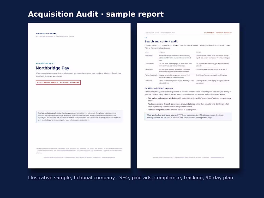 Cover image for Acquisition Audit for fintech and SaaS (2 weeks)