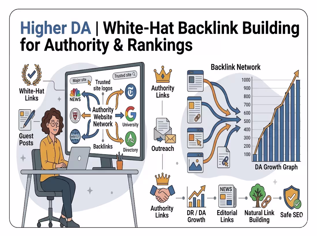 Cover image for Higher DA | White-Hat Backlink Building for Authority & Rankings