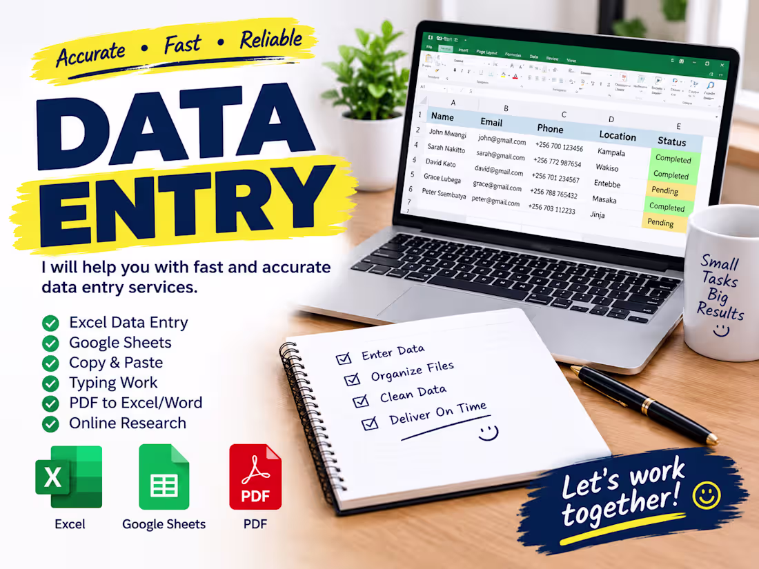 Cover image for Data Entry & Spreadsheet Organization
I