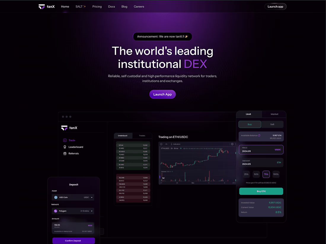 Cover image for tanX - The world’s leading institutional DEX
