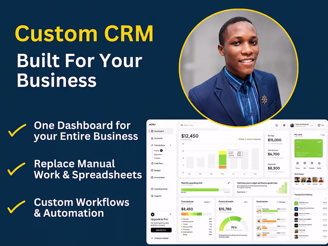 Cover image for I will develop online portal,erp ,crm, management system