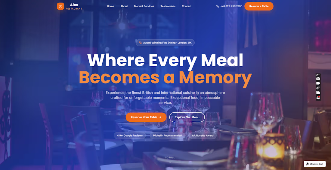 Cover image for Alex Restaurant Website
Designed and developed