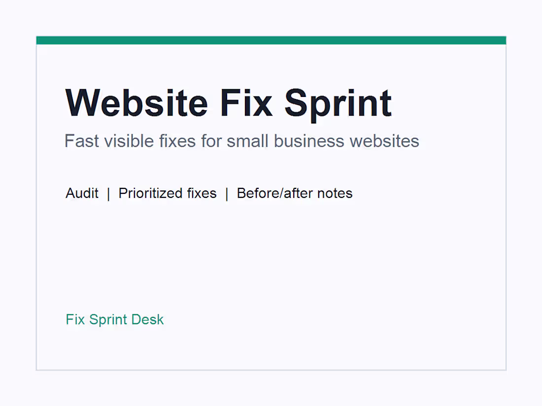 Cover image for Sample: Website Fix Sprint Audit