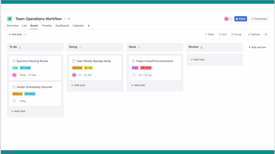 Cover image for Asana workflow setup