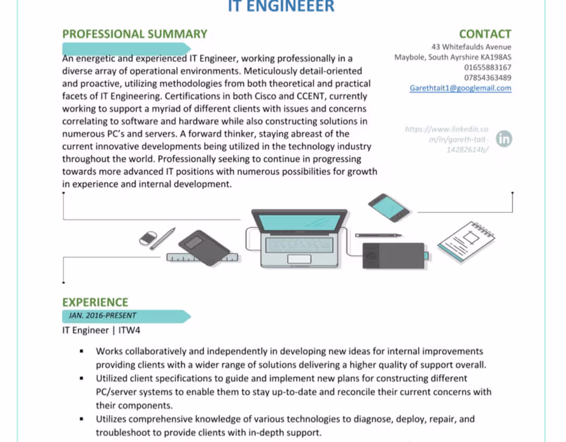 Cover image for Sample Resume Design (Technology Position)