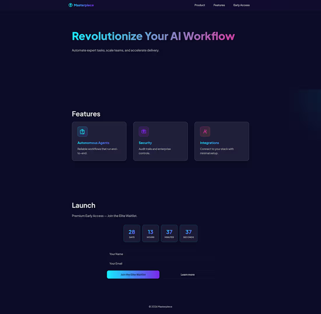Cover image for Modern AI Workflow Landing Page