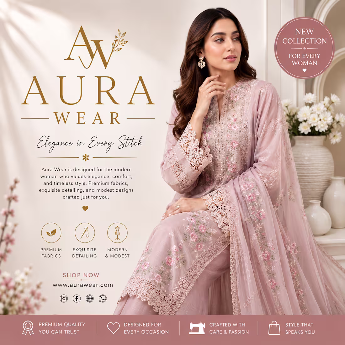 Cover image for Aura Brand presents elegant, premium-quality dresses with a ...