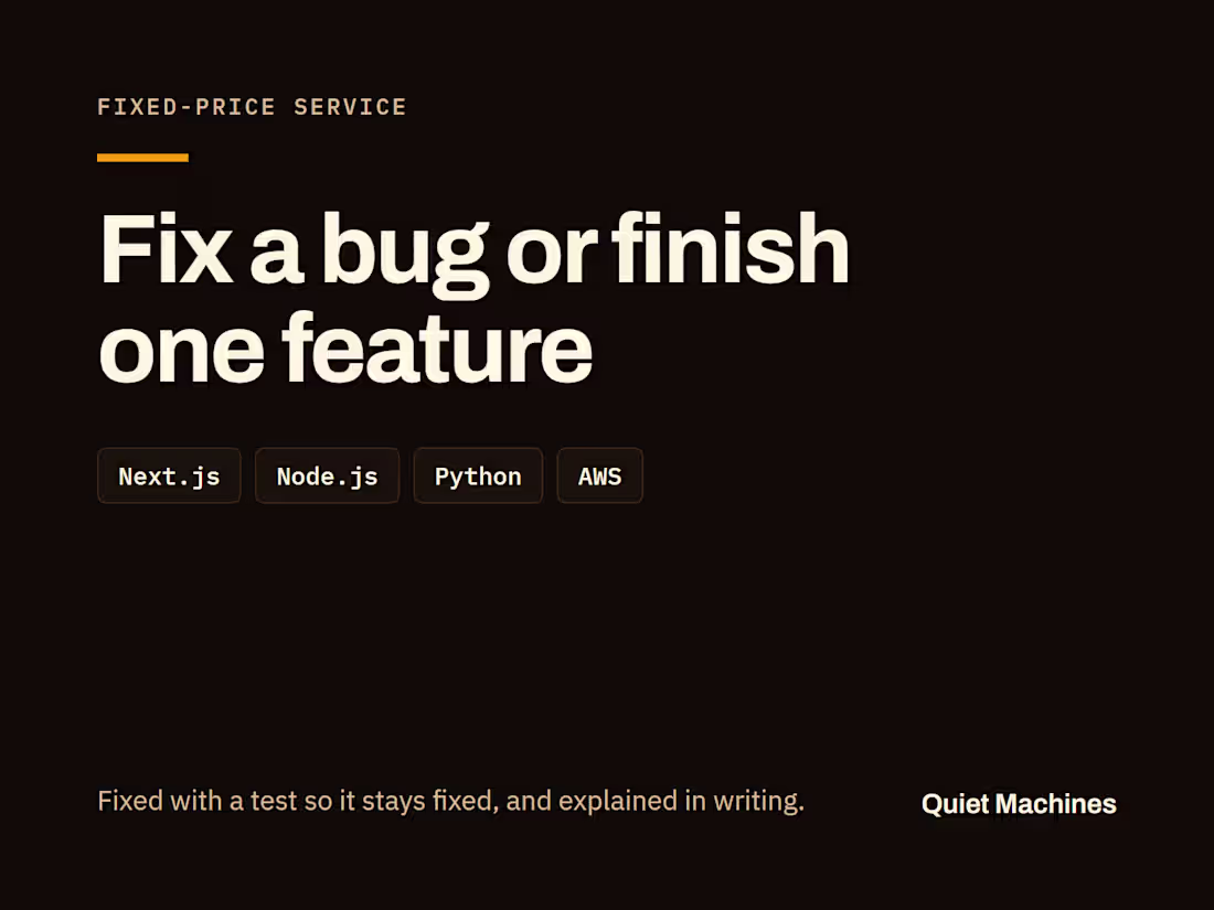Cover image for Fix a bug or finish one feature in your app
