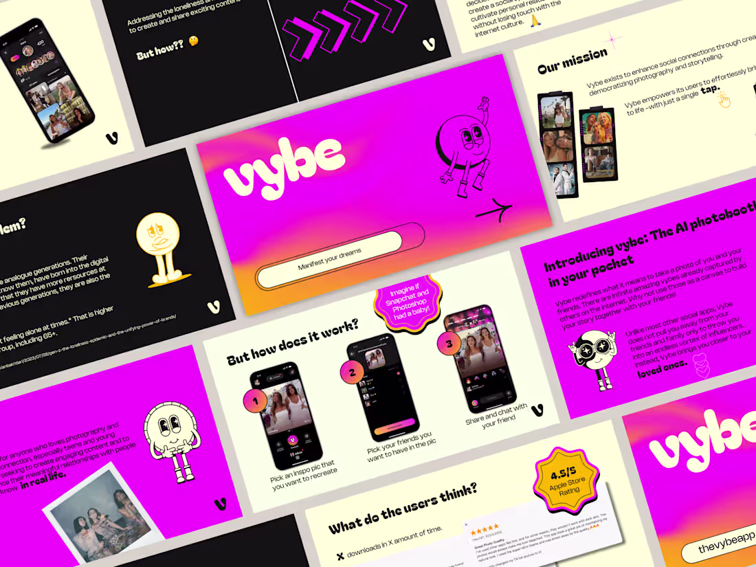Cover image for Investor Pitch Deck for Vybe Social Photo App