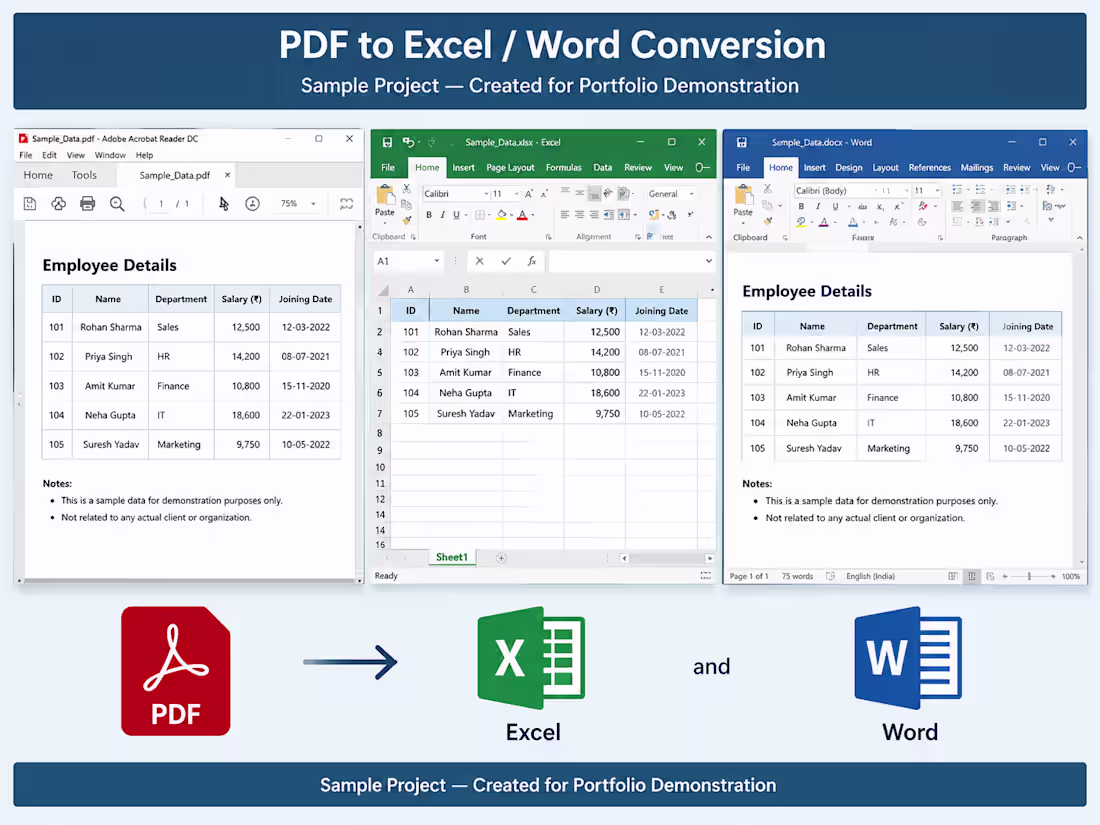 Cover image for PDF to Excel / Word