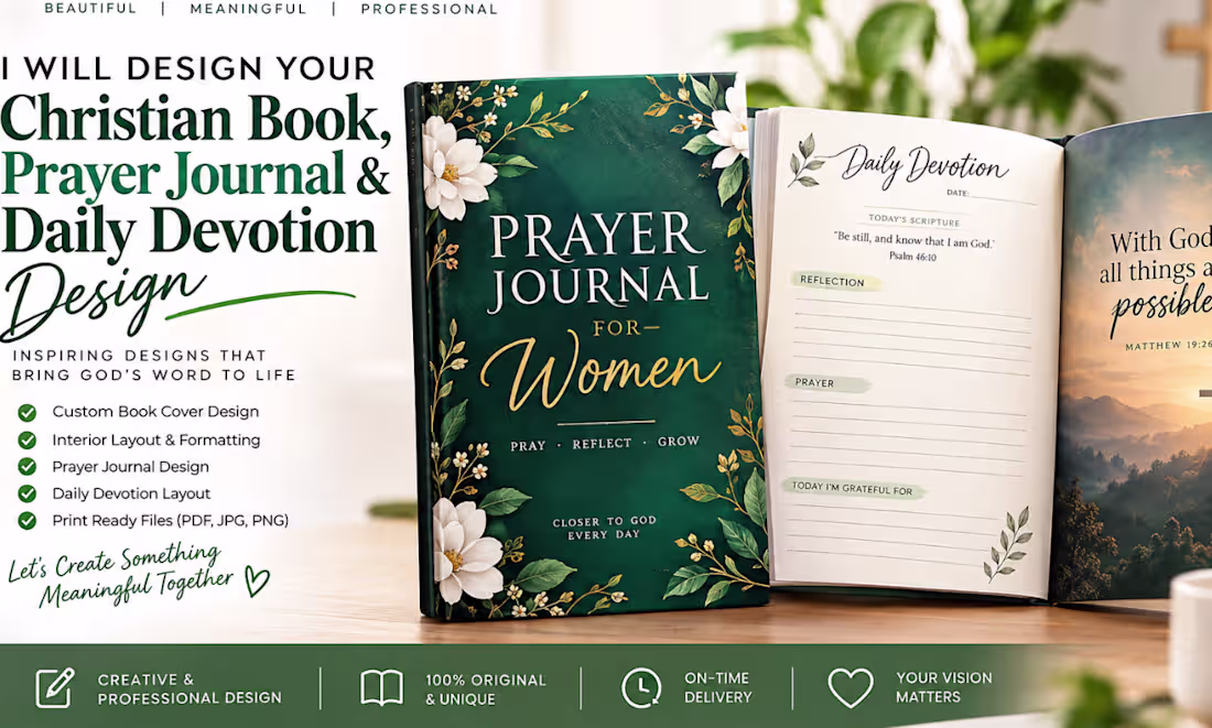 Cover image for Christian Book, Prayer Journal & Devotional Design