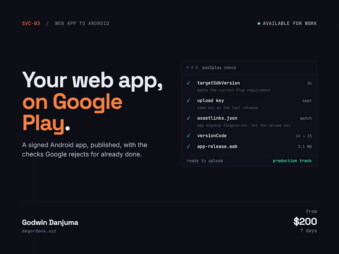 Cover image for Your web app on Google Play