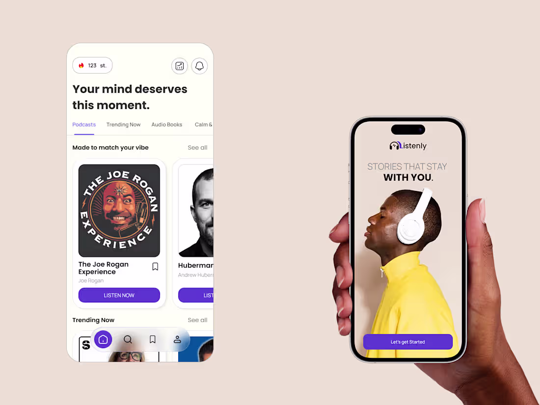 Cover image for Listenly – Audiobook & Podcast Mobile App Designed the UX/UI...