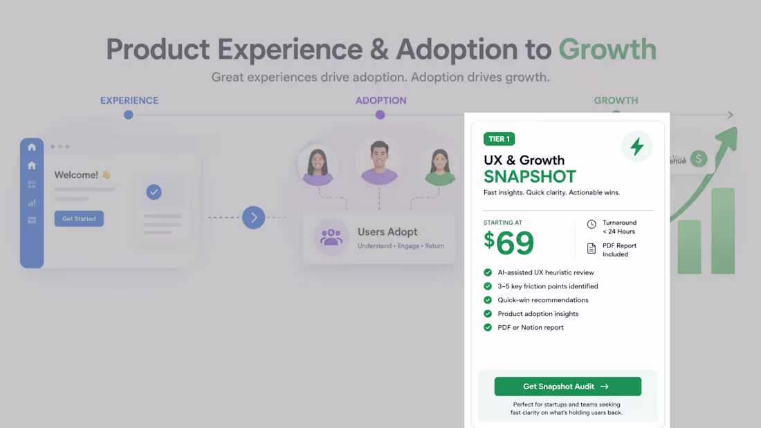 Cover image for Tier 1: UX & Growth Snapshot (Fast Insight Audit)