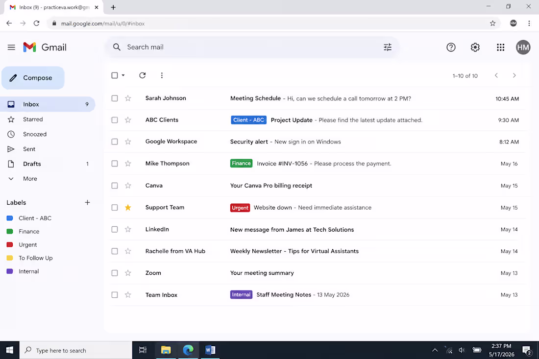 Cover image for Organized and managed emails by