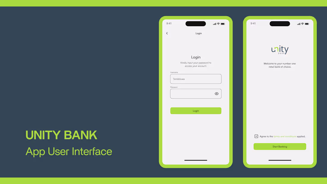 Cover image for Unity Bank Mobile Banking App Redesign.