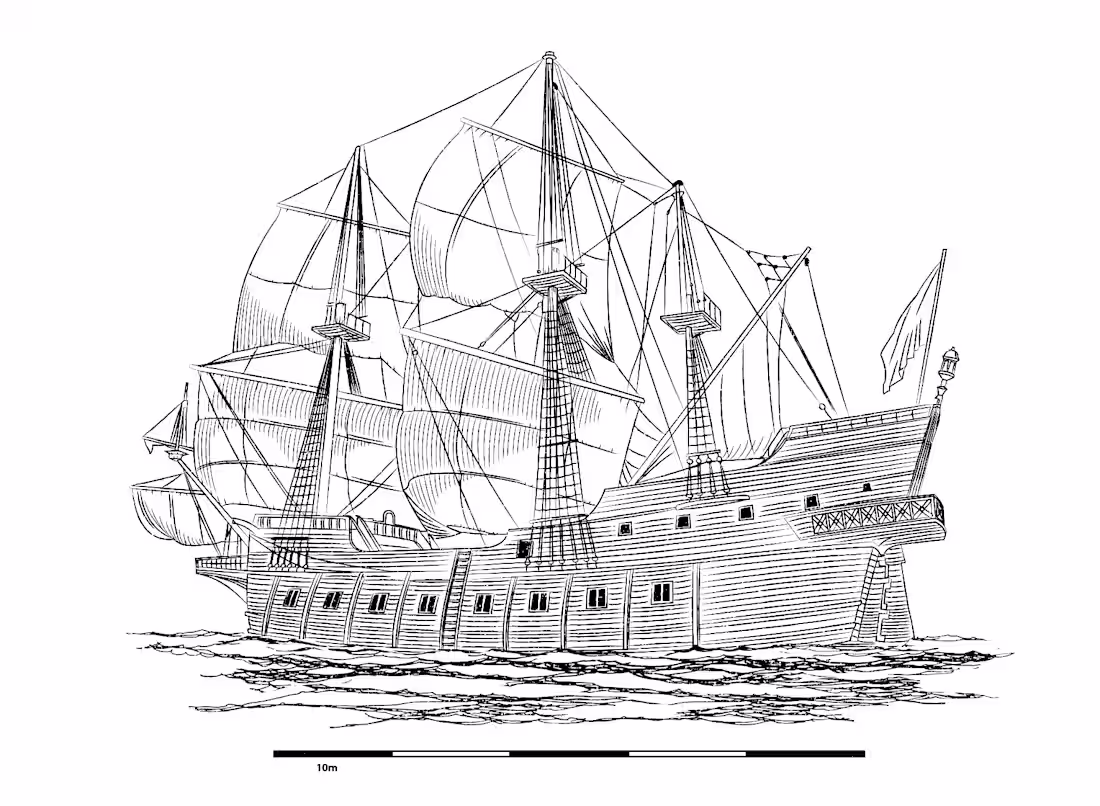 Cover image for This hand-drawn galleon illustration was