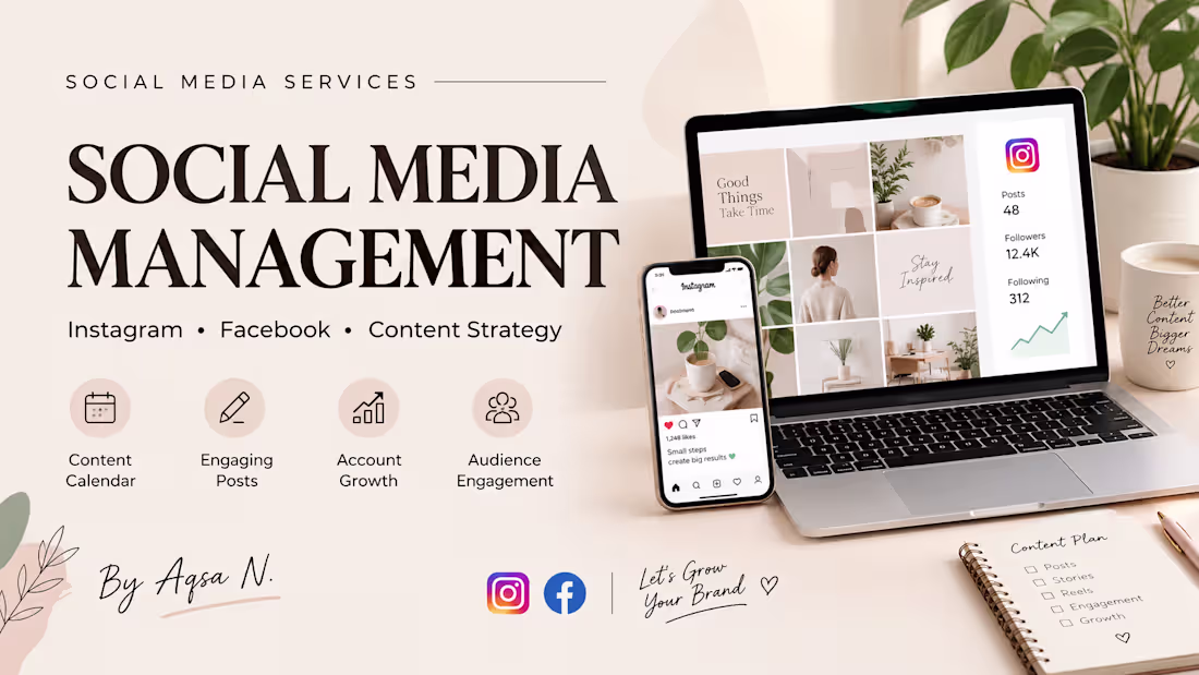 Cover image for Social Media Management for Instagram & Facebook |Monthly Growth