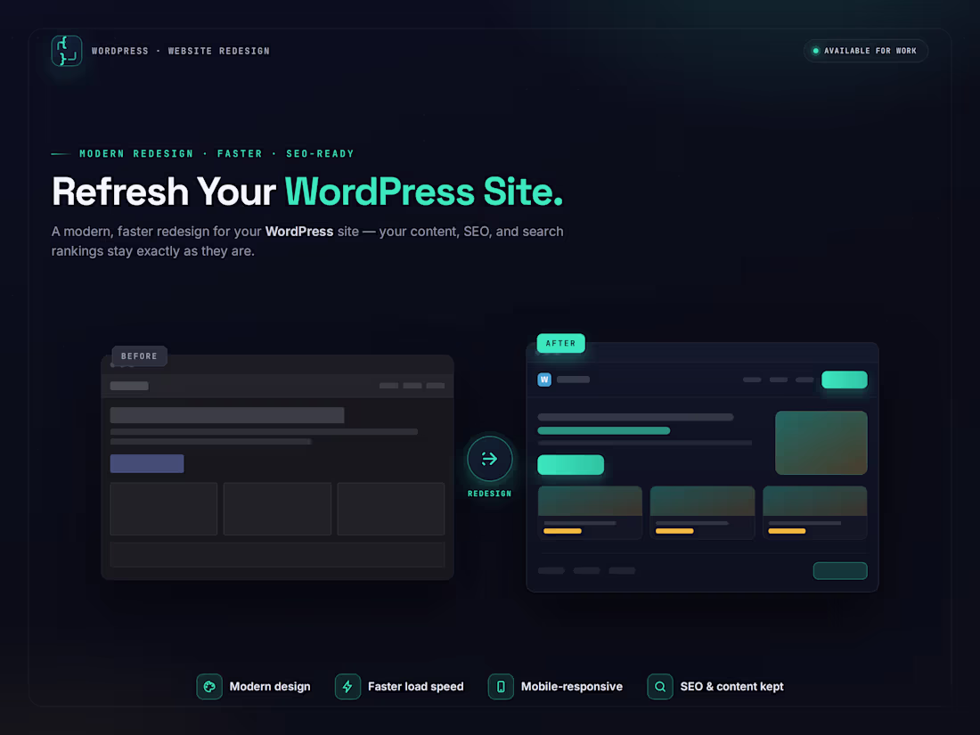 Cover image for WordPress Website Redesign | Modern UI/UX Makeover