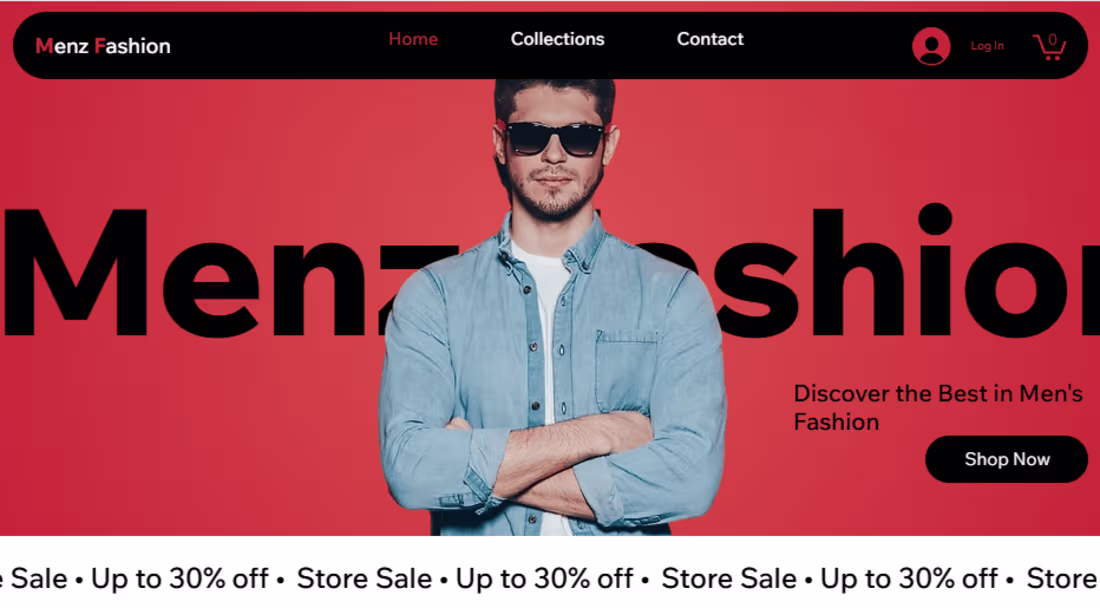 Cover image for Menz Fashion | Ecommerce Fashion Store Built on Wix Studio