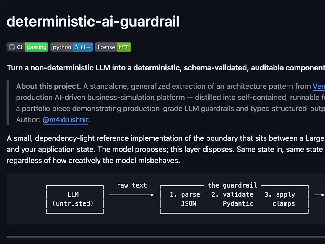 Cover image for Deterministic LLM Guardrail Implementation