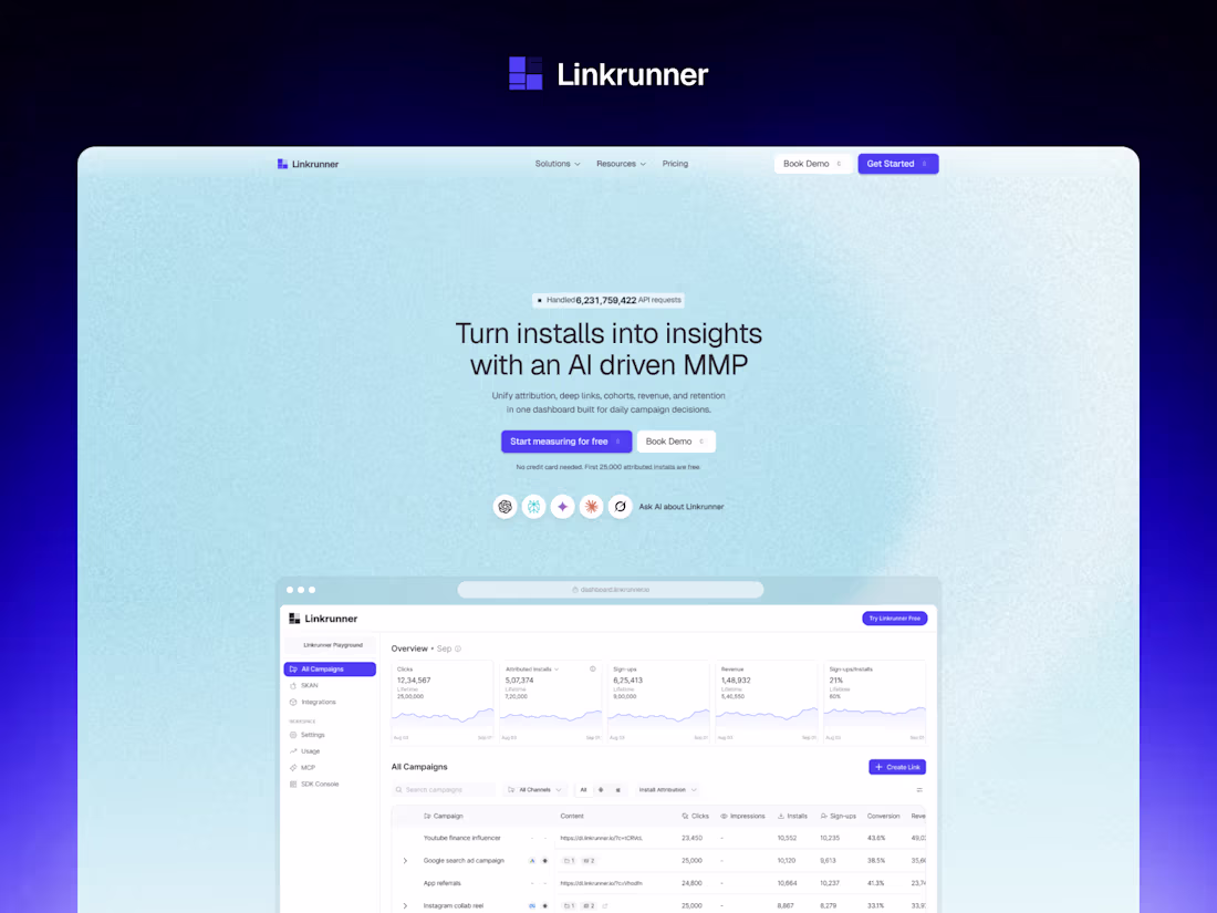 Cover image for Linkrunner - AI-Driven MMP Analytics Platform