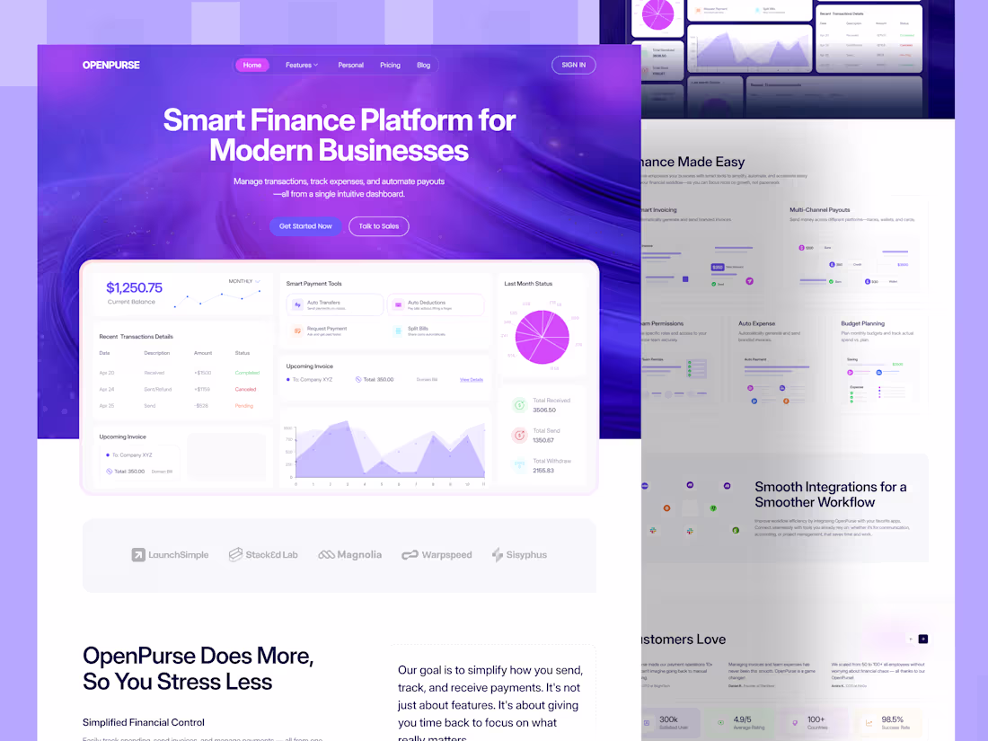 Cover image for Openpurse saas landing page design