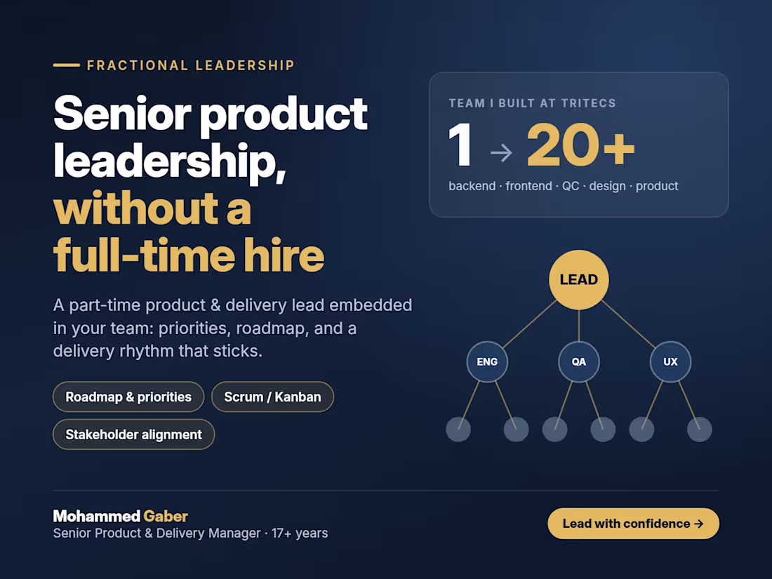 Cover image for Fractional Product & Delivery Leadership