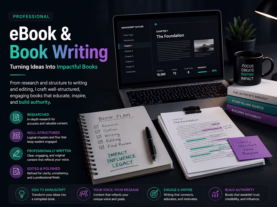 Cover image for Professional eBook & Book Ghostwriting for Authors & Businesses
