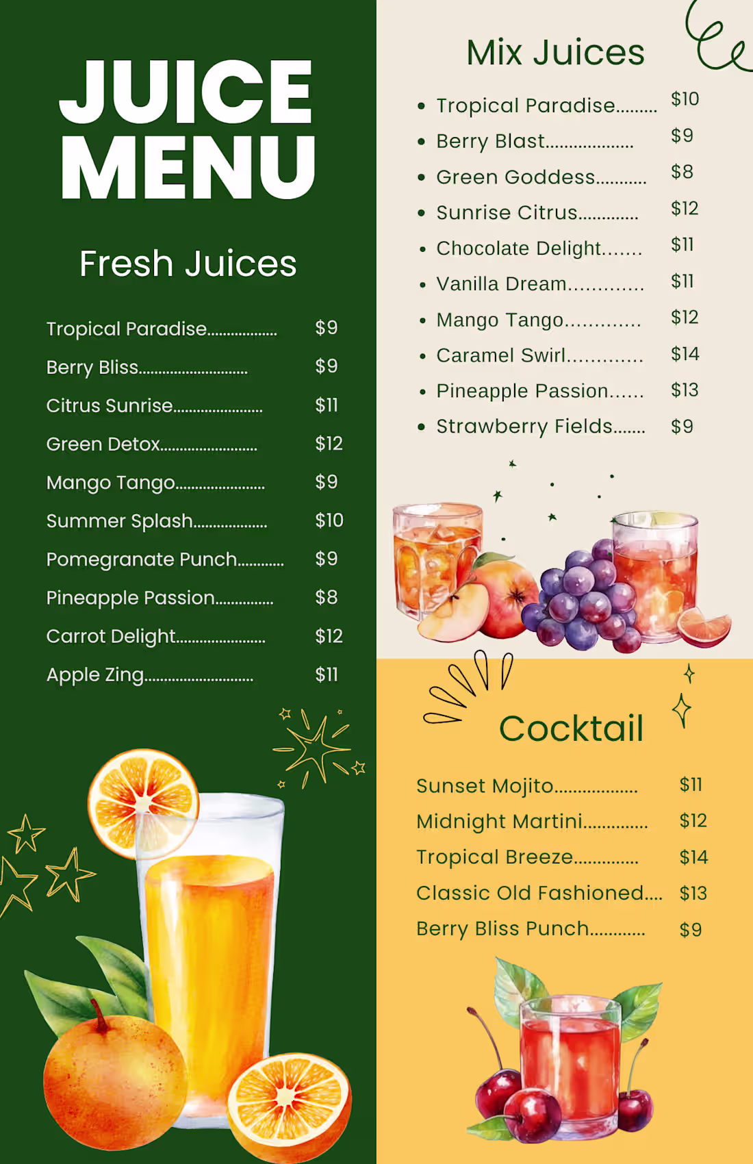 Cover image for TROPICANA JUICE MENU FOR A
