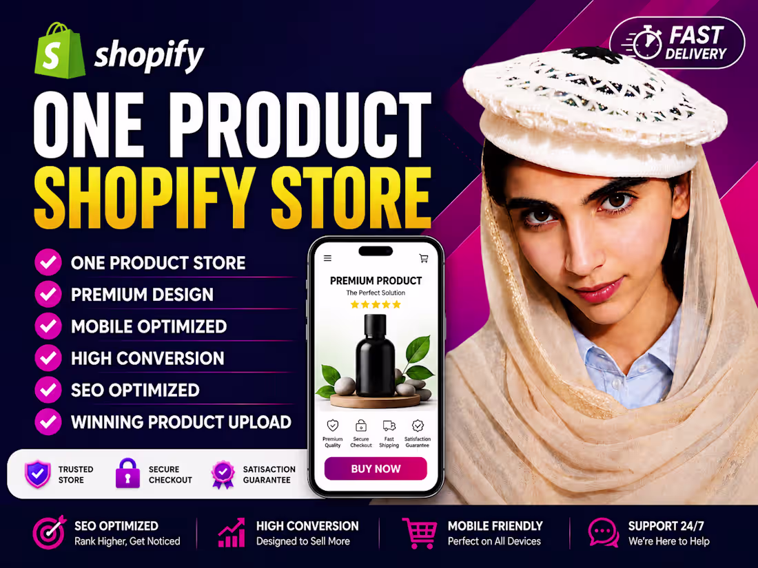 Cover image for I will create and design a branded one product Shopify store