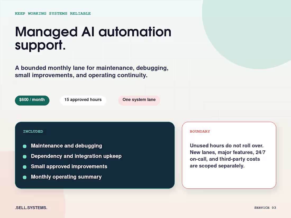 Cover image for Managed AI Automation Support