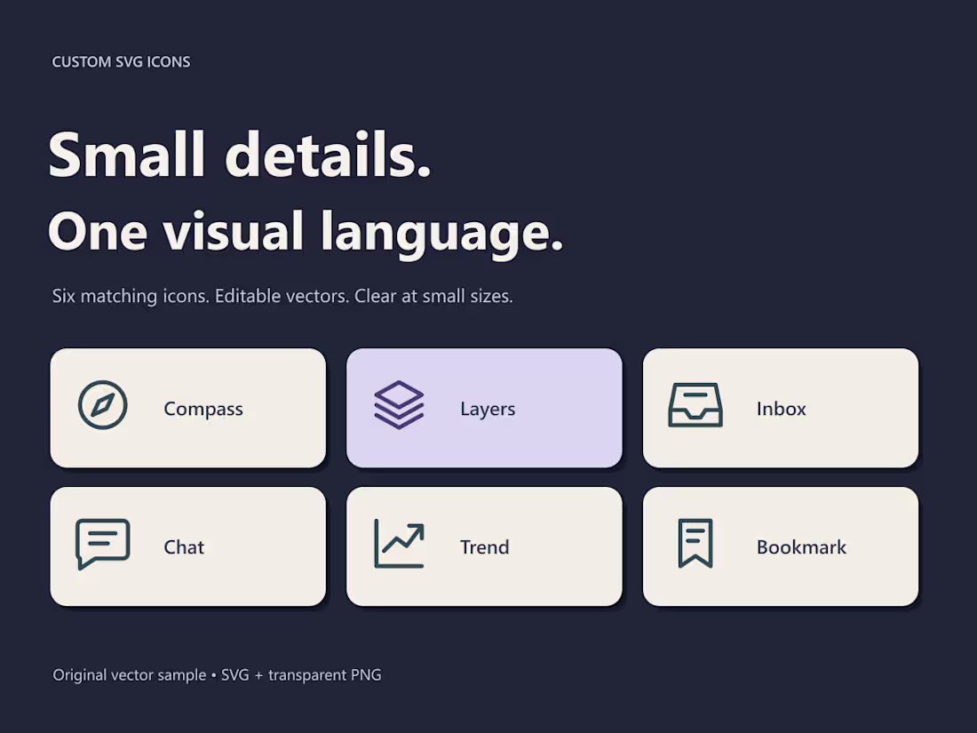 Cover image for Six matching SVG icons for your app or website