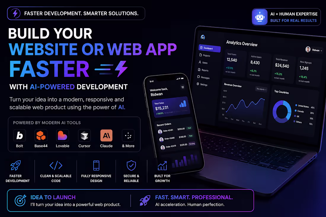 Cover image for Build Your Website or Web App Faster with AI Powered Development
