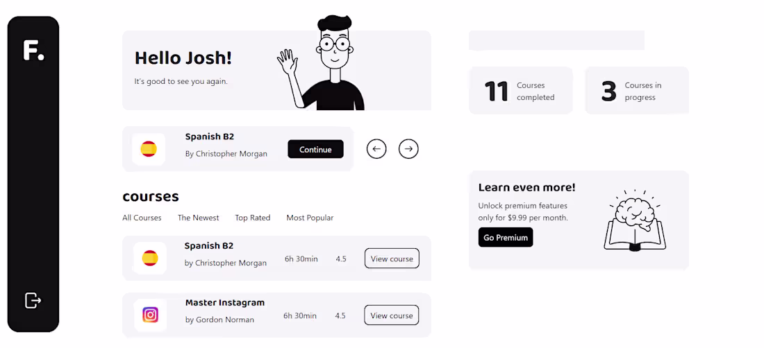 Cover image for Interactive Learning Dashboard UI