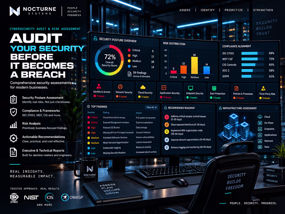Cover image for I will audit your cybersecurity posture & identify critical gaps