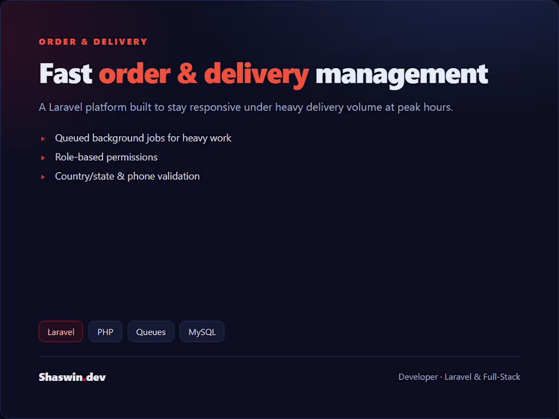 Cover image for Laravel Florist Order & Delivery