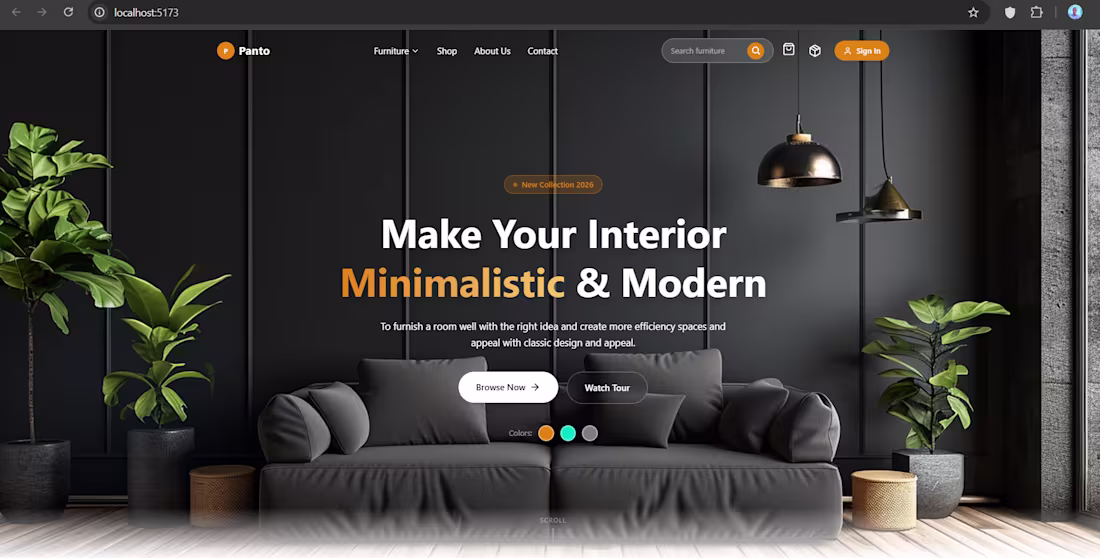 Cover image for furniture store website for client