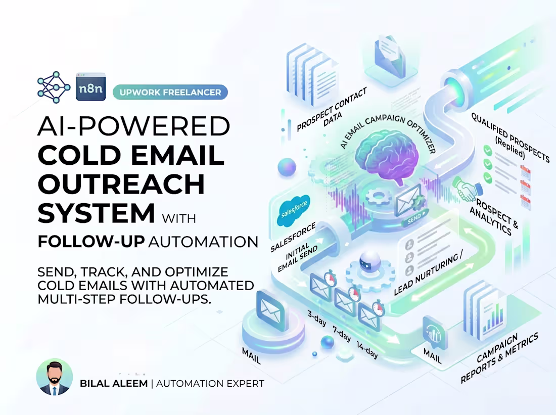 Cover image for AI-powered cold outreach automation system with n8n or Make.com
